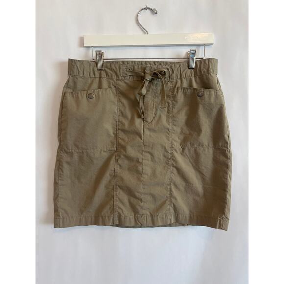 EDDIE BAUER WOMENS KHAKI SKIRT WITH POCKETS DRAWSTRING UNLINED SIZE 8 - Picture 1 of 11